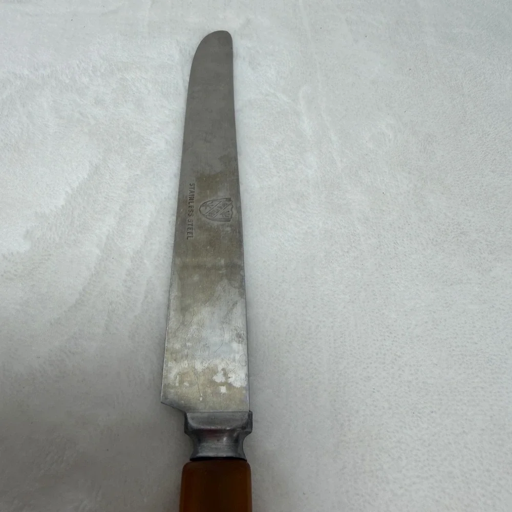 VTG Butterscotch Bakelite Handle Dinner Knife Art Deco‎ Stainless Steel Blade